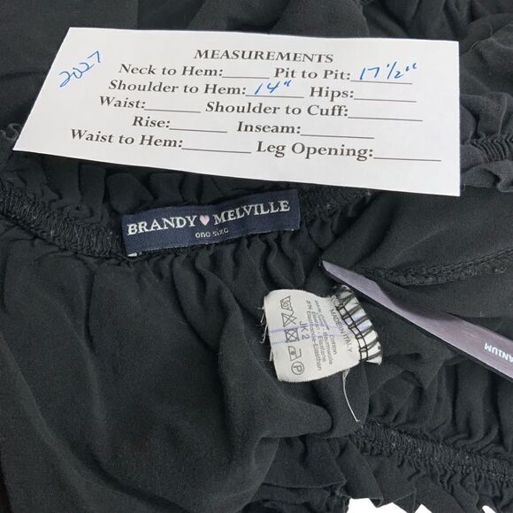 BRANDY MELVILLE Off-Shoulder Black Peasant Blouse One Size - Picture 4 of 4